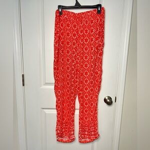 Kim Roger’s Women's Red Patterned Straight leg  Pants Small Petite